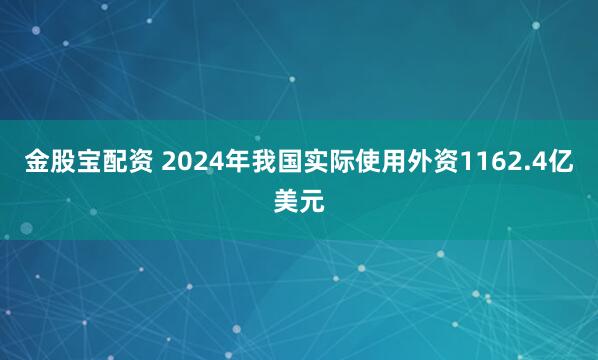 金股宝配资 2024年我国实际使用外资1162.4亿美元